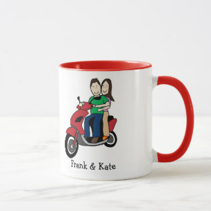 Motorcycle couple- personalized cartoon mug