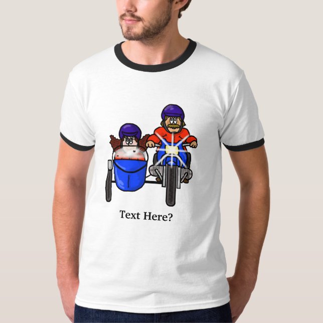 Motorcycle Couple with Sidecar  T-Shirt (Front)