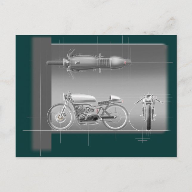 MOTORCYCLE DESIGN ART. POSTCARD (Front)