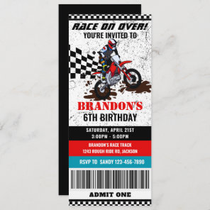 Motorcycle, dirt bike birthday ticket invitation