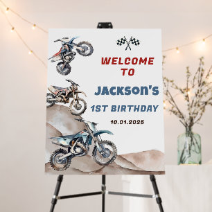 Motorcycle Dirt Bike Boy Birthday Welcome Sign