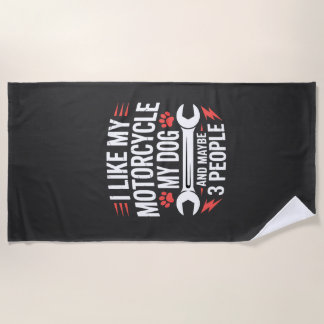 Motorcycle Dog Owner Humor Beach Towel