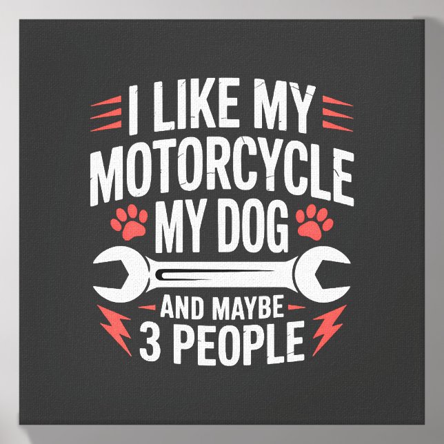 Motorcycle Dog Owner Humor Canvas Photo Tile (Front Set)
