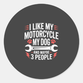Motorcycle Dog Owner Humor Classic Round Sticker