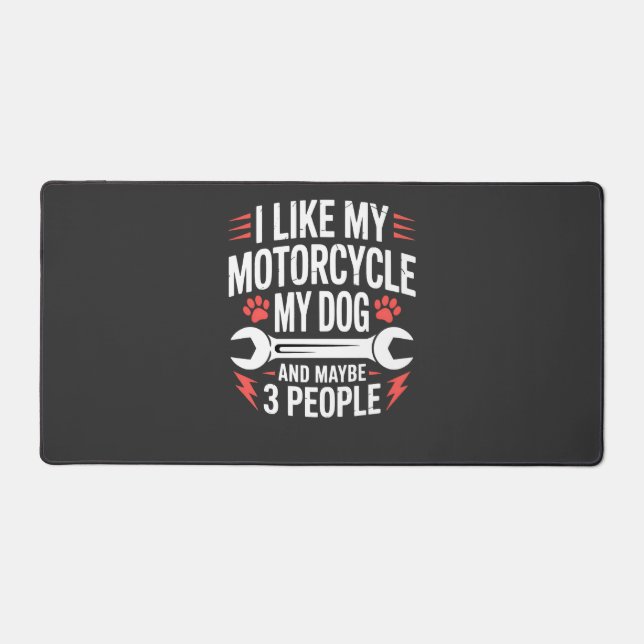 Motorcycle Dog Owner Humor Desk Mat (Front)