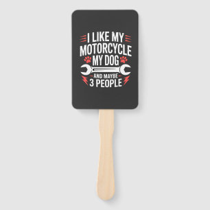 Motorcycle Dog Owner Humor Hand Fan
