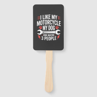 Motorcycle Dog Owner Humor Hand Fan