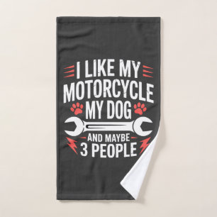 Motorcycle Dog Owner Humor Hand Towel