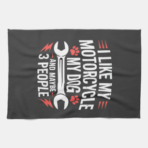 Motorcycle Dog Owner Humor Kitchen Towel