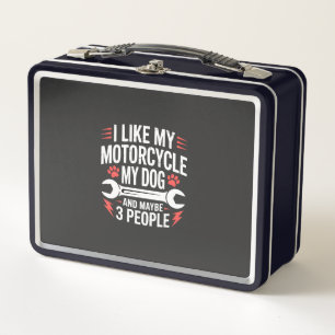 Motorcycle Dog Owner Humor Metal Lunch Box