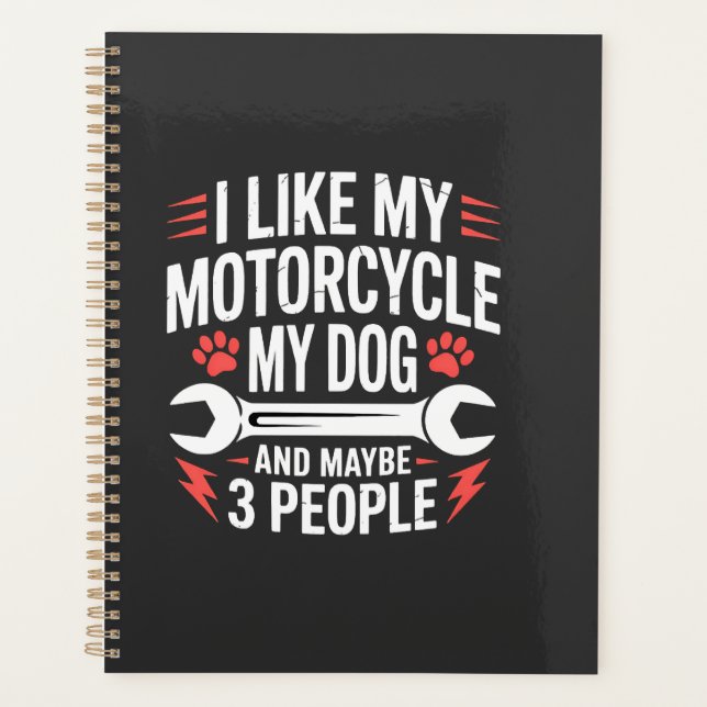 Motorcycle Dog Owner Humor Planner (Front)