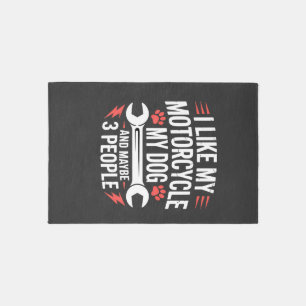 Motorcycle Dog Owner Humor Rug