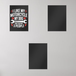 Motorcycle Dog Owner Humor Wall Art Sets