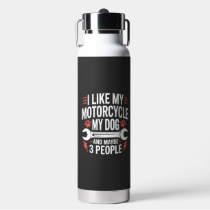 Motorcycle Dog Owner Humor Water Bottle