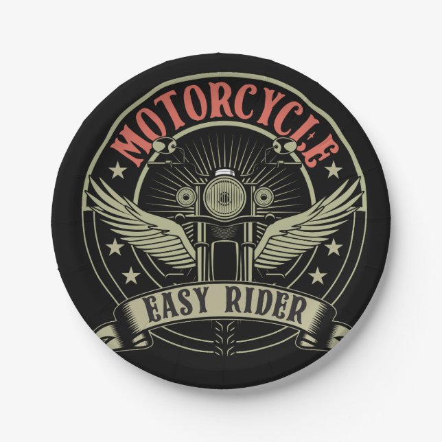 motorcycle easy rider motorcycle design paper plates (Front)