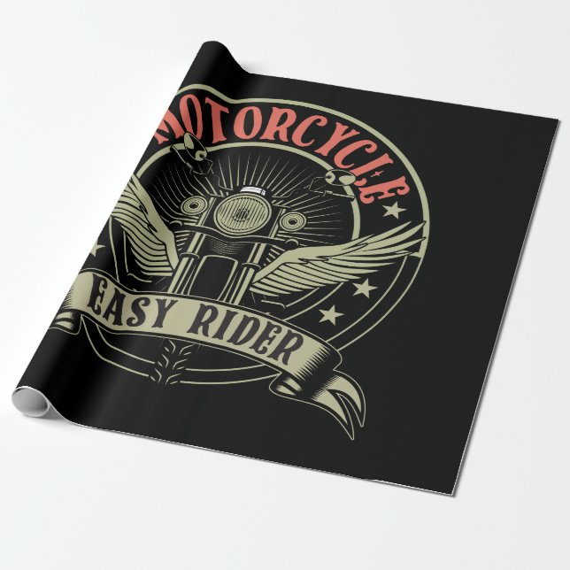 motorcycle easy rider motorcycle design wrapping paper (Unrolled)