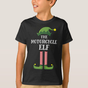 Motorcycle Elf Matching Family Christmas Party Paj T-Shirt