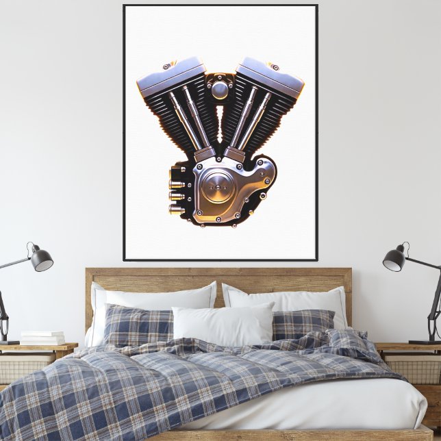 Motorcycle Engine Canvas Print (Insitu(Bedroom))