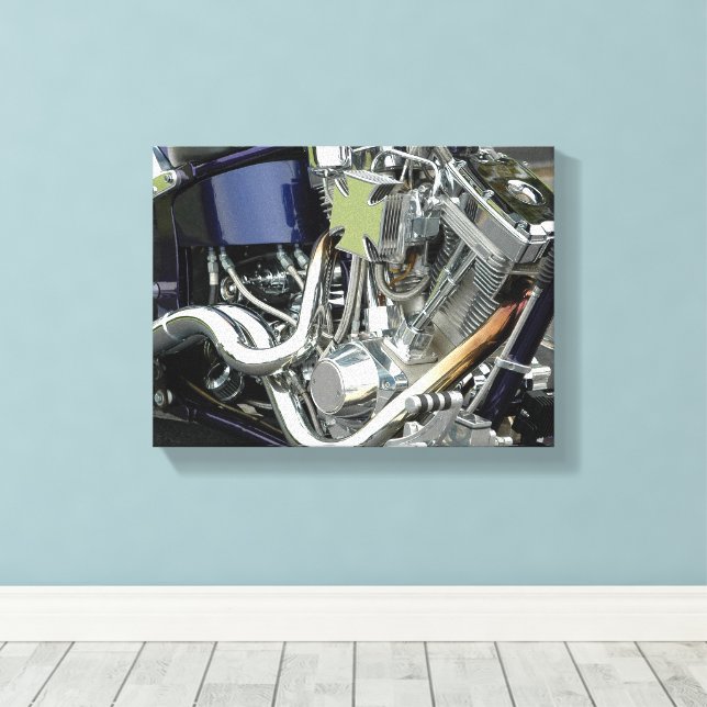 Motorcycle Engine Canvas Print (Insitu(Wood Floor))