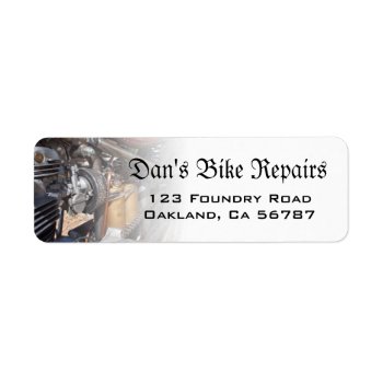 Motorcycle Engine Custom Address Labels by oddlotpaperie at Zazzle