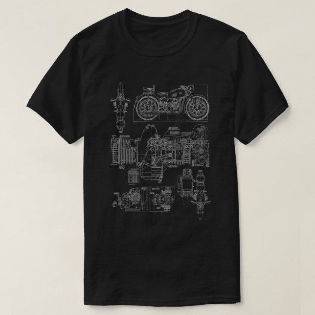 Motorcycle Engine Diagram Mechanic T-Shirt (Design Front)