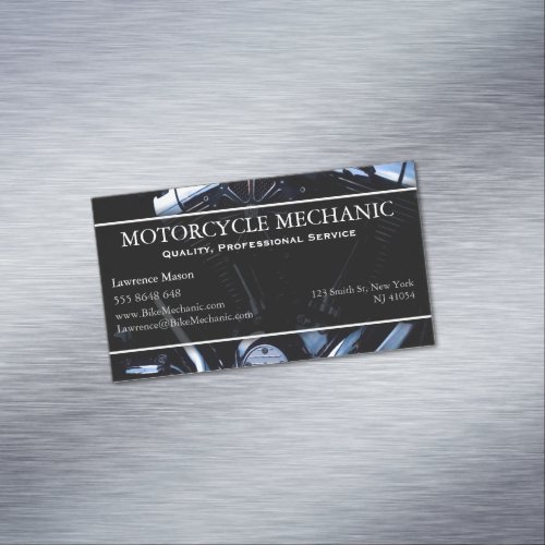 Motorcycle Engine Photo _ Magnetic Business Card