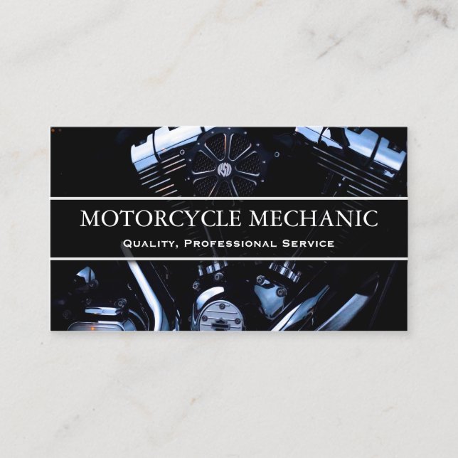 Motorcycle Engine Photo - Mechanic Business Card (Front)