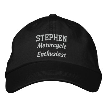 Motorcycle Enthusiast Custom Name V07d Embroidered Baseball Hat by JaclinArt at Zazzle