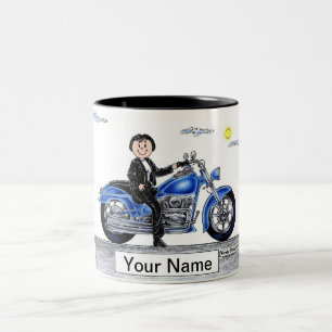 Motorcycle - Female Cartoon Two-Tone Coffee Mug