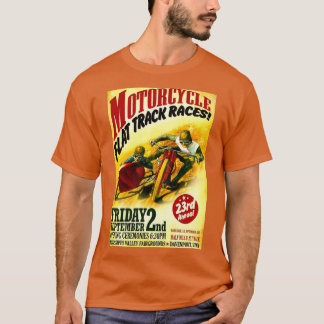 MOTORCYCLE FLAT TRACK Vintage Racing Print T-Shirt