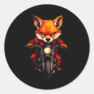 Motorcycle Foxes Classic Round Sticker