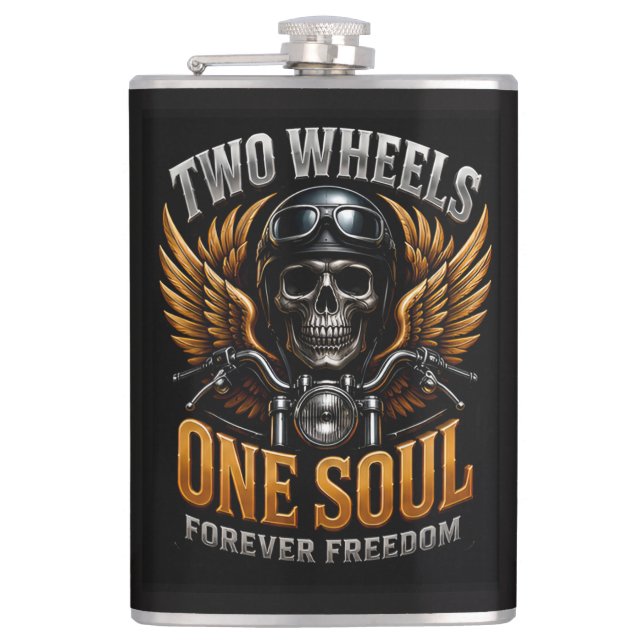 🦅 Motorcycle Freedom Graphic For Riders 🏍️ Flask (Front)