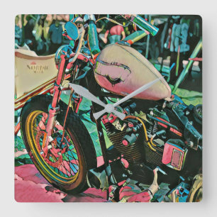 motorcycle gifts for dad square wall clock