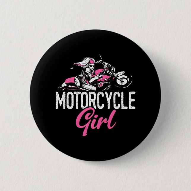 Motorcycle Girl Bike Motor Motorcycle Button (Front)