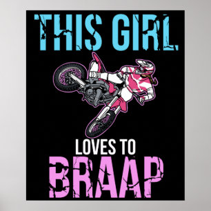 Motorcycle Girls Dirt Bike Women Motocross Braap Poster