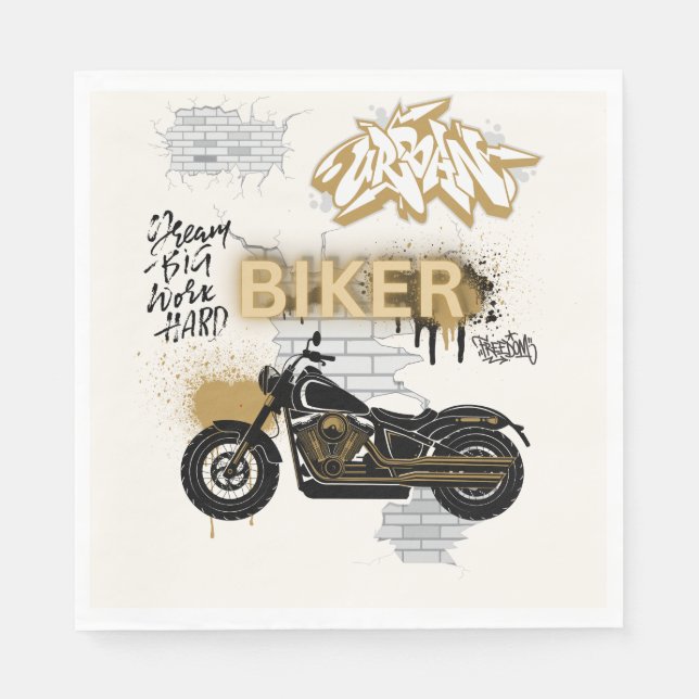 Motorcycle gold and cream Paper  Napkins (Front)