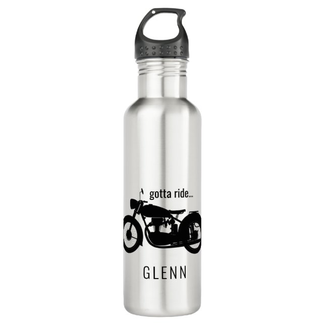 Motorcycle Gotta ride Custom Name Stainless Steel Water Bottle (Front)