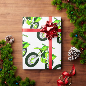 Motorcycle Green Wrapping Paper Dirt bike 🚲