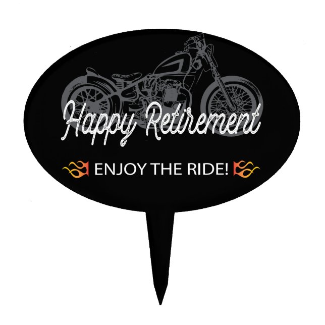 Motorcycle Happy Retirement for Biker Cake Topper (Front)