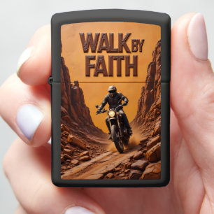 Motorcycle Head-On Rocky Path Faith Zippo Lighter