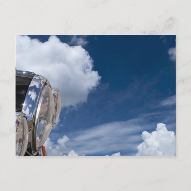 motorcycle headlights sky background postcard (Front)
