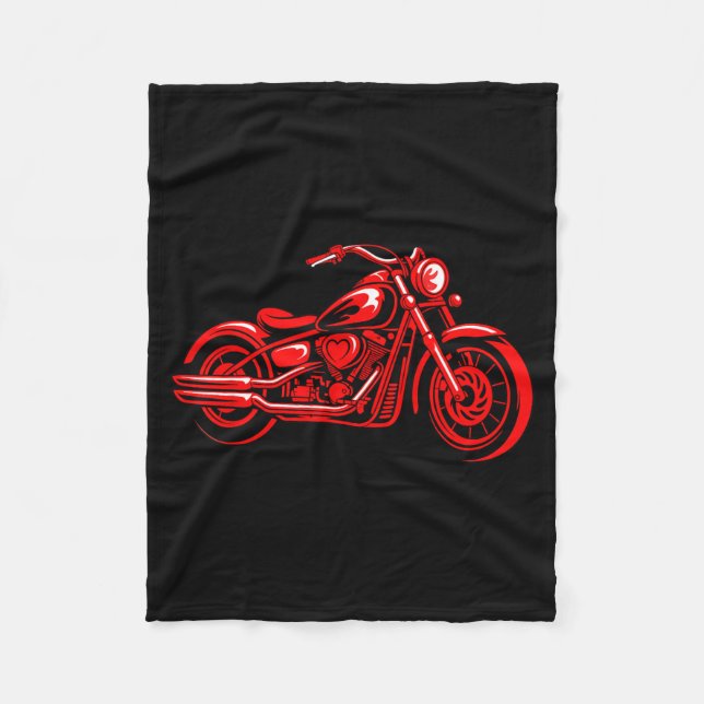 Motorcycle Heart Biker Valentines Day Rider Couple Fleece Blanket (Front)