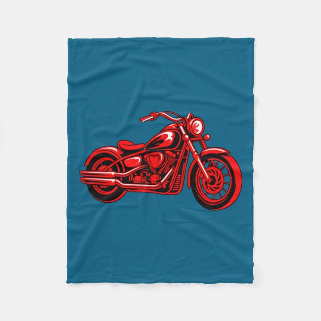 Motorcycle Heart Biker Valentines Day Rider Couple Fleece Blanket (Front)