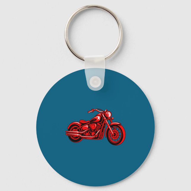 Motorcycle Heart Biker Valentines Day Rider Couple Keychain (Front)