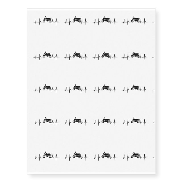 Motorcycle Heartbeat Biker Gif Temporary Tattoos (Front)