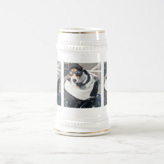 Motorcycle Hog Dog Born To Ride Russell Terrier Beer Stein