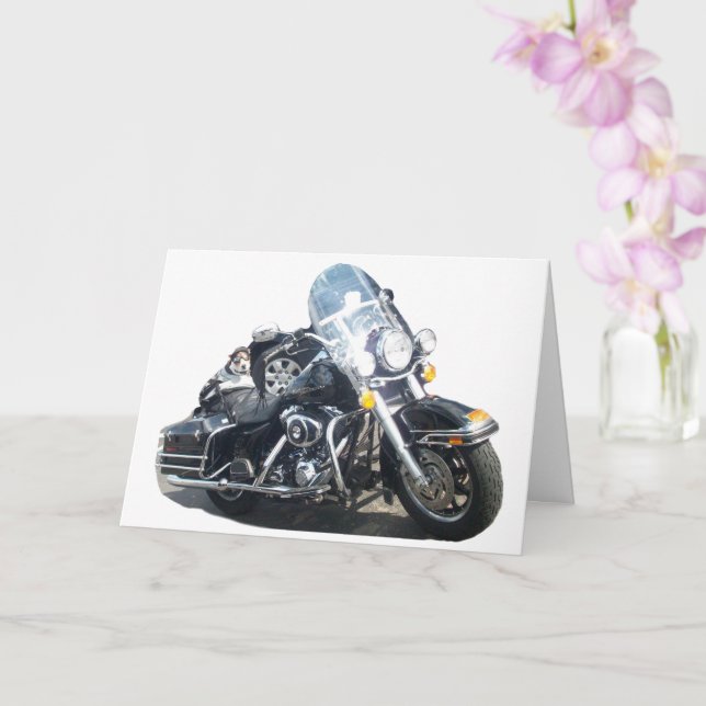 Motorcycle Hog Dog Born To Ride Russell Terrier Card (Orchid)