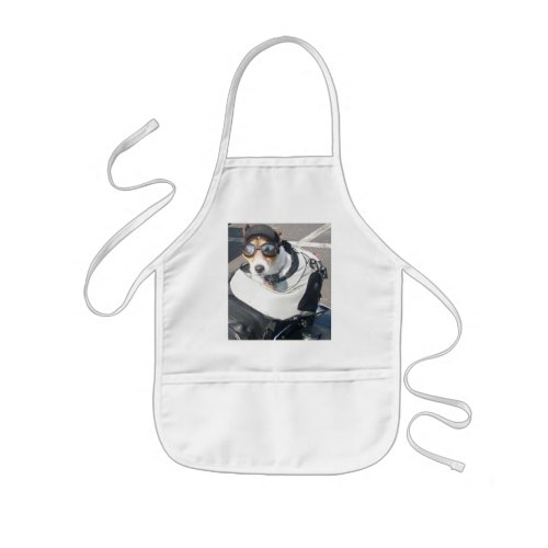 Motorcycle Hog Dog Born To Ride Russell Terrier Kids Apron