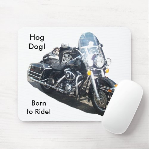 Motorcycle Hog Dog Born To Ride Russell Terrier Mouse Pad