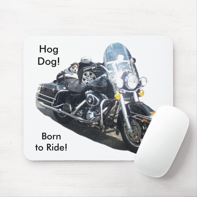 Motorcycle Hog Dog Born To Ride Russell Terrier Mouse Pad (With Mouse)